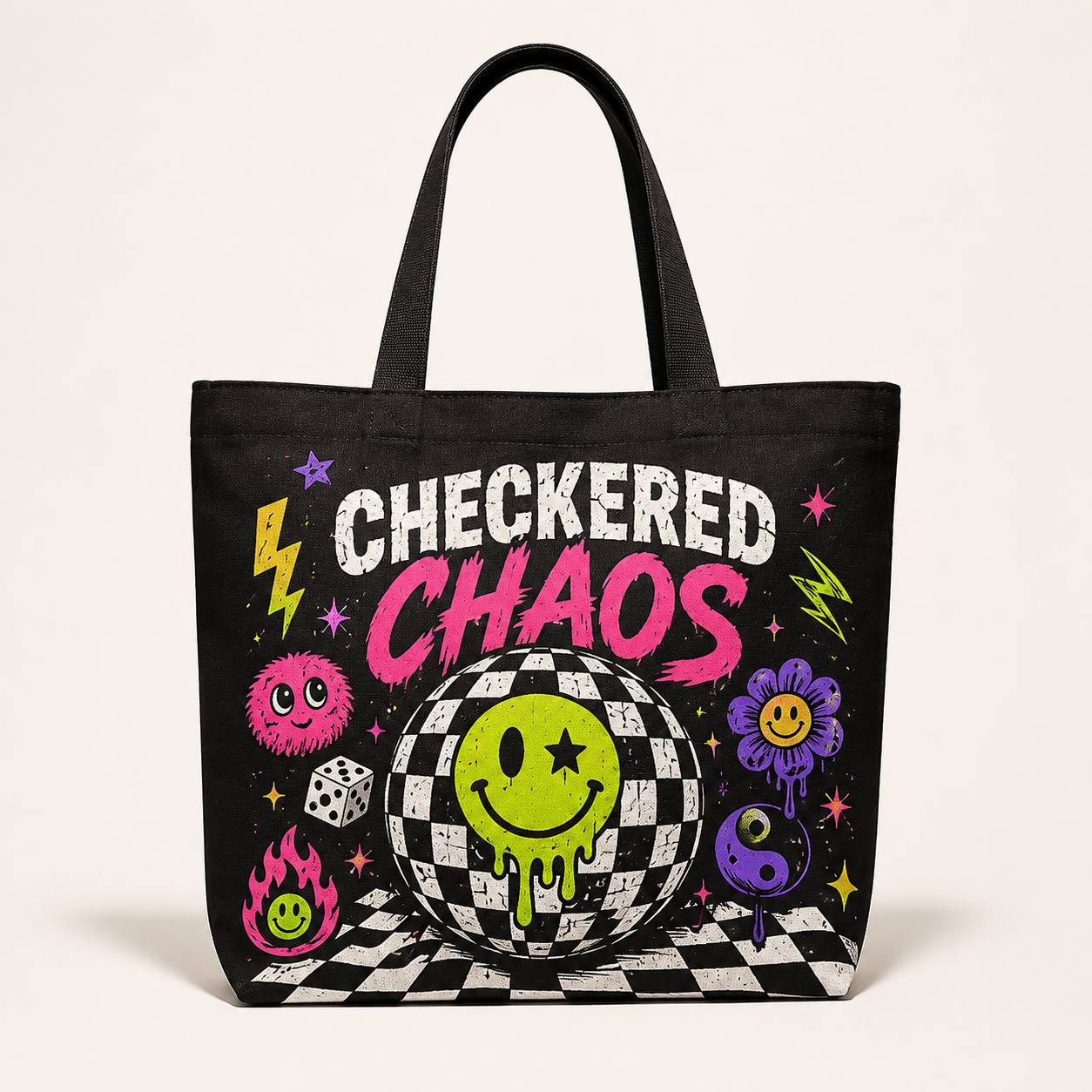 Checkered Chaos Tote Bag